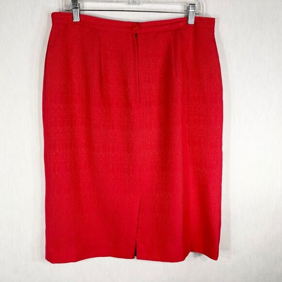 Atrium Collection Size 16 Skirt Pencil Red Hot Pink‎ Lined Back Zip Career 1631 - Picture 2 of 12